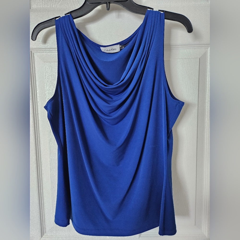 CALVIN KLEIN Royal Blue L Tunic Blouse